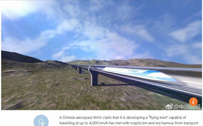 Công nghệ - Tập đoàn Trung Quốc gây sốc khi tuyên bố phát triển 'tàu lửa bay' siêu thanh